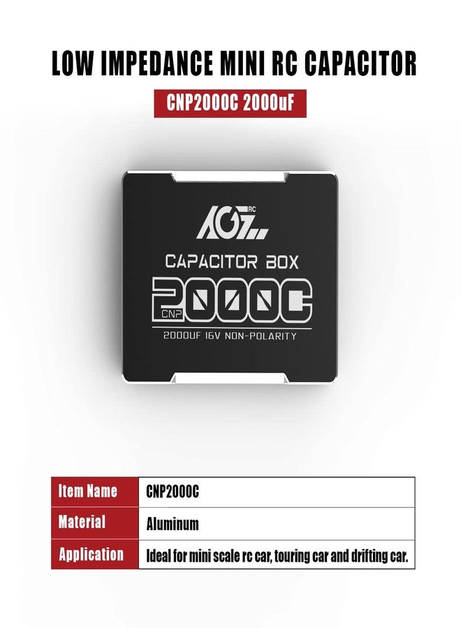 AGFRC 2000uF Mini RC Capacitor - 16V Non Polarity Low Impedance Capacitor with CNC Aluminum Case for RC Car Truck (CNP2000C) - Image 2